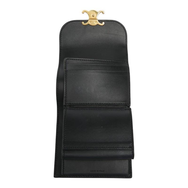 セリーヌ トリオンフ 三つ折り財布 レザー ブラック CELINE（セリーヌ） トリオンフ 三つ折り財布 ブラック レザー