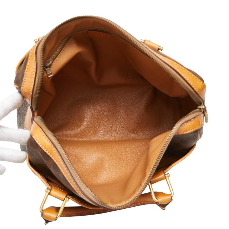 CELINE（セリーヌ） マカダム ハンドバッグ ブラウン PVC レザー