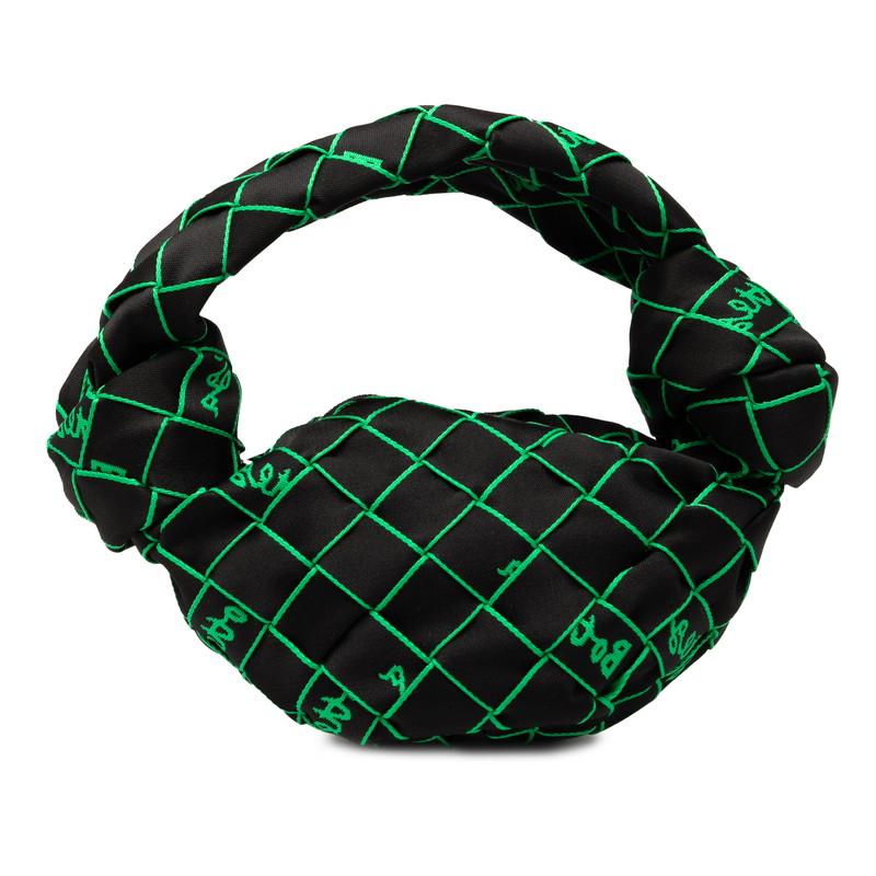 ボッテガヴェネタ ダブルノット ウェビング ハンドバッグ ワンショルダーバッグ ブラック グリーン ポリエステル BOTTEGAVENETA 【中古】 ボッテガヴェネタ ダブルノット ウェビング ハンドバッグ ワン