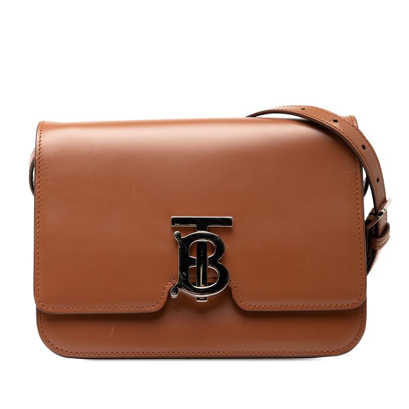 バーバリー TBロゴ ショルダーバッグ ブラウン レザー レディース BURBERRY 【中古】 BURBERRY（バーバリー） TBロゴ ショルダーバッグ ブラウン レザー