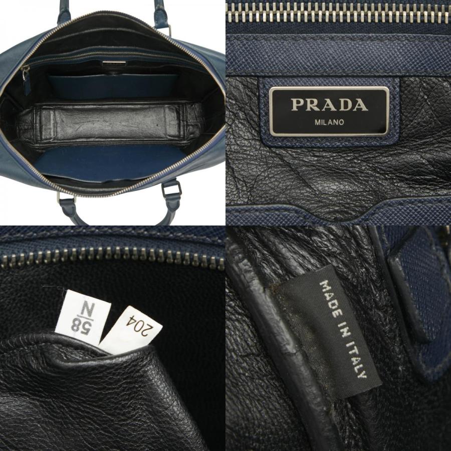 PRADA（プラダ） 三角ロゴプレート ハンドバッグ ネイビー