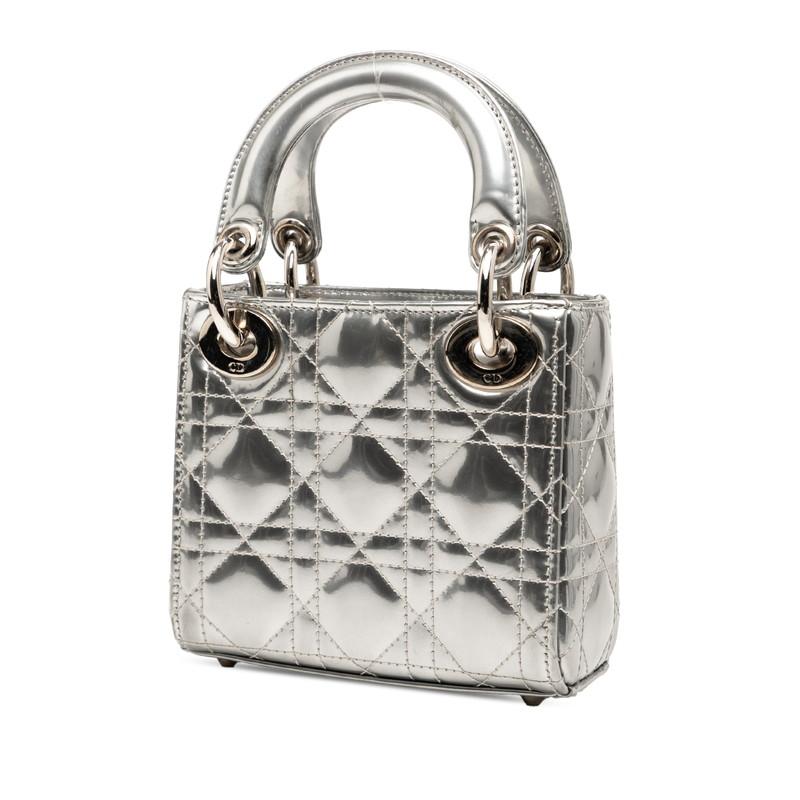 ディオール カナージュ ベビーディオール レディディオール ナノ ハンドバッグ ショルダーバッグ 2WAY シルバー Dior 【中古】 ディオール カナージュ ベビーディオール レディディオール ナノ