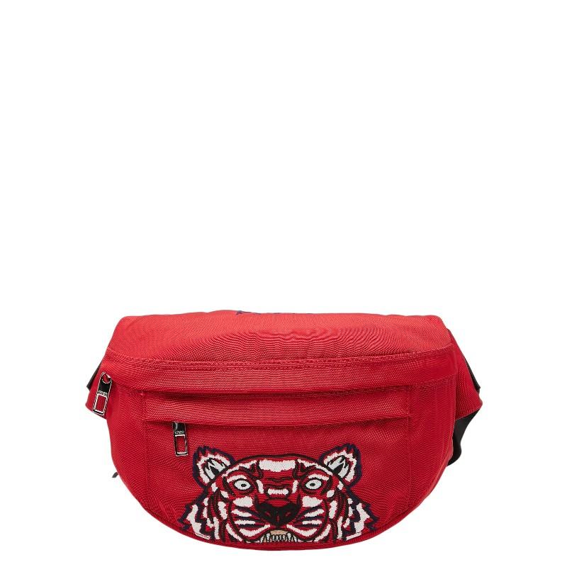 KENZO（ケンゾー） タイガー ロゴ 刺繍 ボディバッグ レッド ナイロン