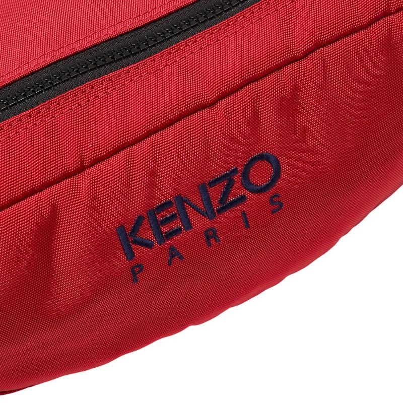 KENZO（ケンゾー） タイガー ロゴ 刺繍 ボディバッグ レッド ナイロン