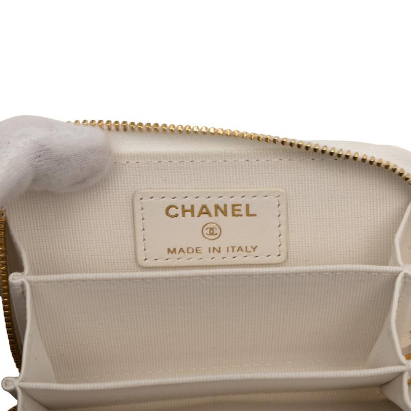 美品 シャネル ココマーク リボン ミニ チェーンウォレット ケース ツイード レディース CHANEL 【1-0237622】 CHANEL - 美品 シャネル ココマーク リボン ミニ チェーンウォレット