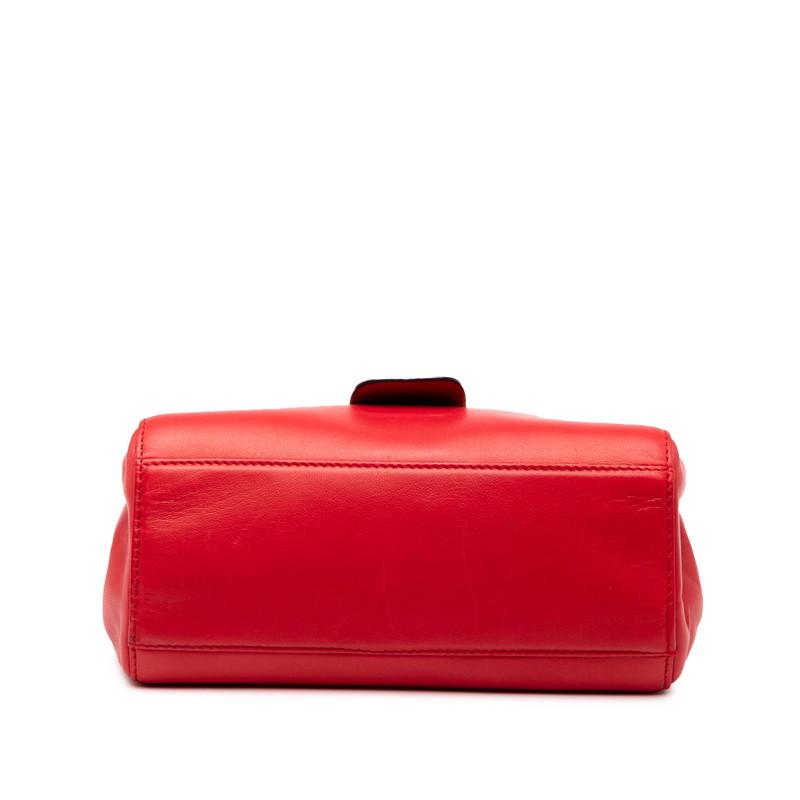 プラダ ロゴプレート ハンドバッグ レッド レザー レディース PRADA 【中古】 プラダ ロゴプレート ハンドバッグ レッド レザー レディース PRADA
