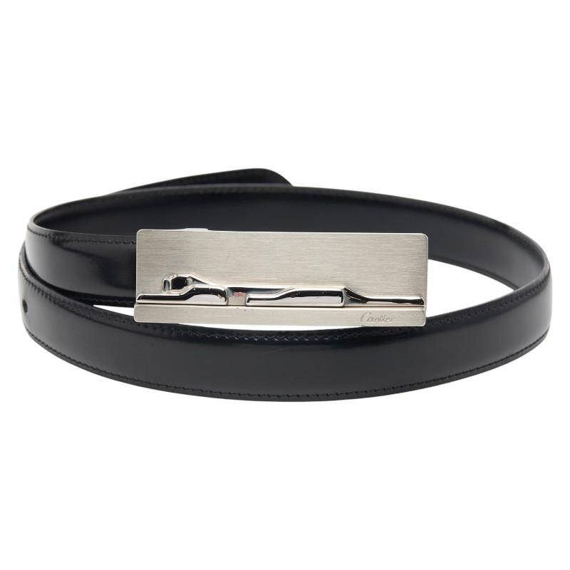 カルティエ Cartier L5000122 パンテールベルト ベルト ブラック シルバー金具 レザー 送料無料【中古】 Cartier - カルティエ Cartier L5000122 パンテールベルト ベルト