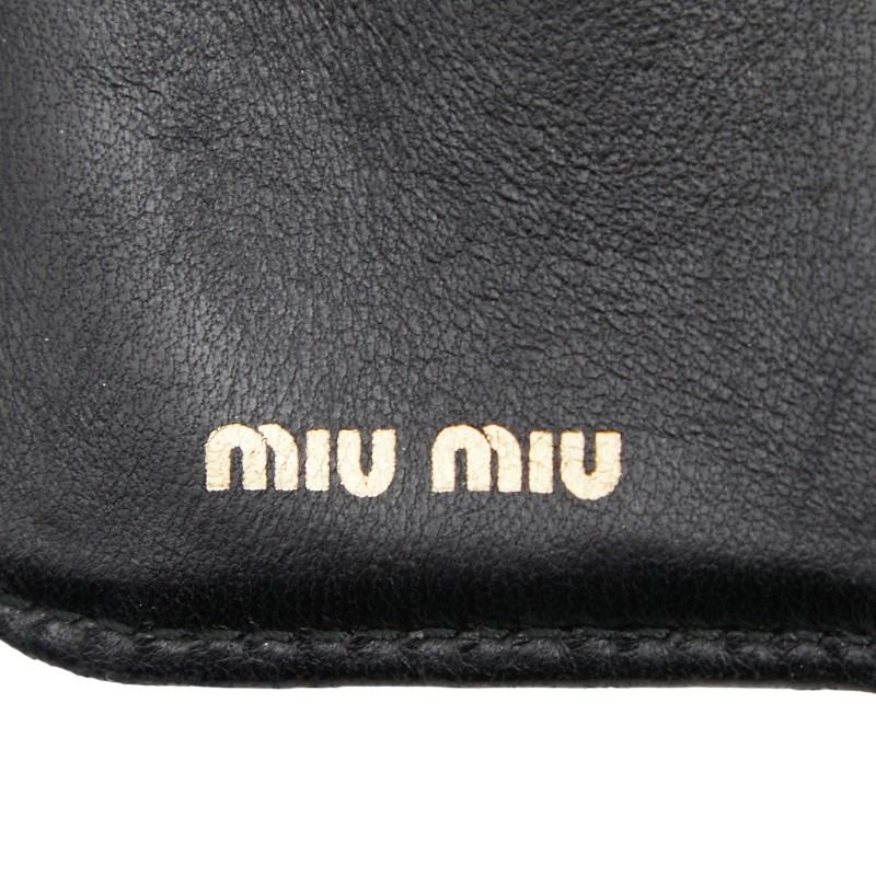 miu miu（ミュウミュウ） マテラッセ 二つ折り財布 ブラック レザー
