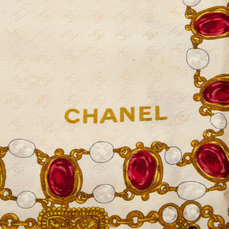 CHANEL（シャネル） ジュエリー 宝石柄 スカーフ ベージュ マルチ