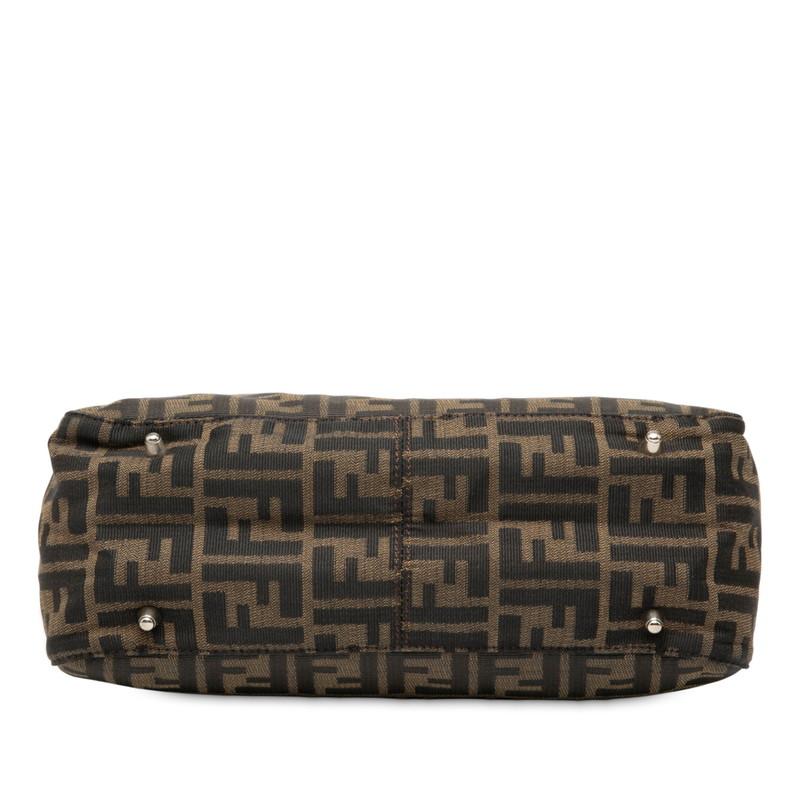 FENDI（フェンディ） ズッカ ハンドバッグ ブラウン キャンバス レザー