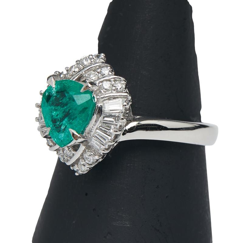 Pt900 プラチナ エメラルド1.12ct ダイヤ0.39ct リング 指輪