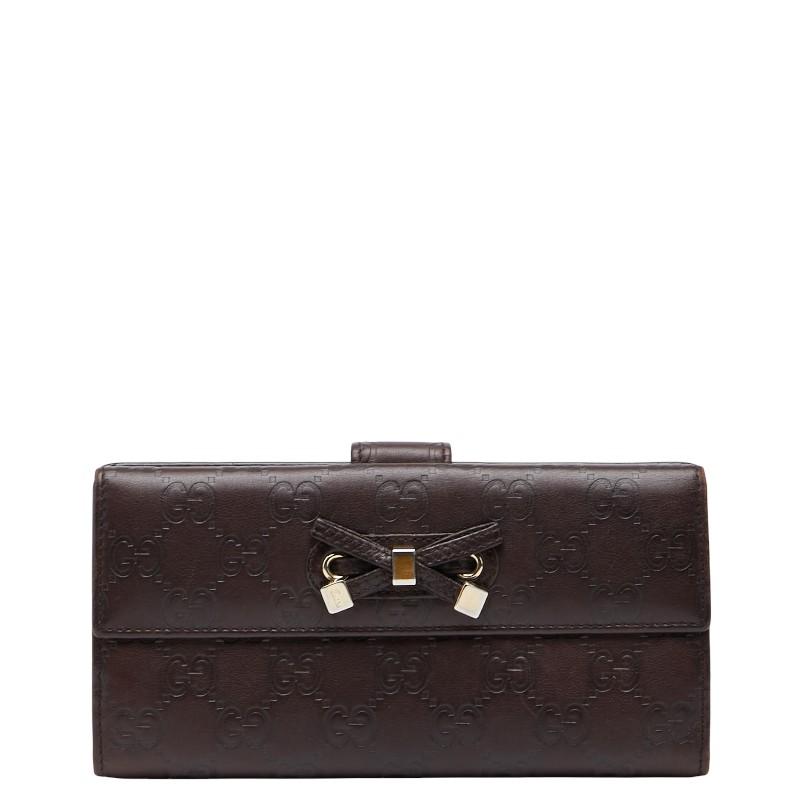 GUCCI グッチシマ ロゴプレート レザー Wホック 長財布 ブラウン GUCCI（グッチ） グッチシマ プリンシー 長財布 167464 ブラウン