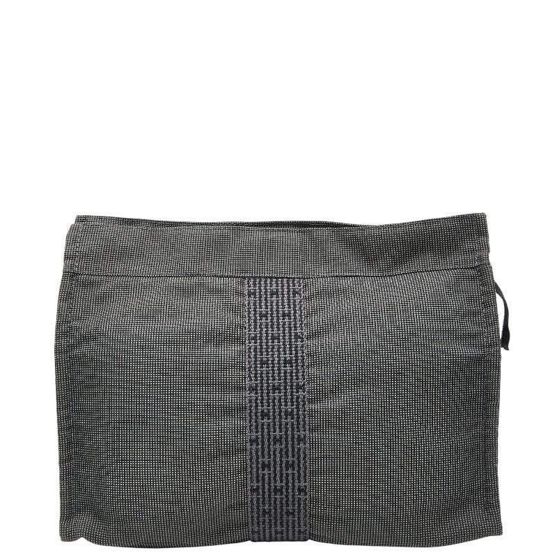 エルメス エールライン クラッチバッグ セカンドバッグ グレー ブラック キャンバス レディース HERMES 【中古】 HERMES（エルメス） エールライン クラッチバッグ セカンドバッグ