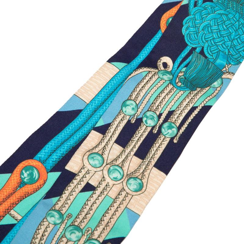 HERMES（エルメス） ツイリー BRANDEBOURGS スカーフ ブルー マルチ