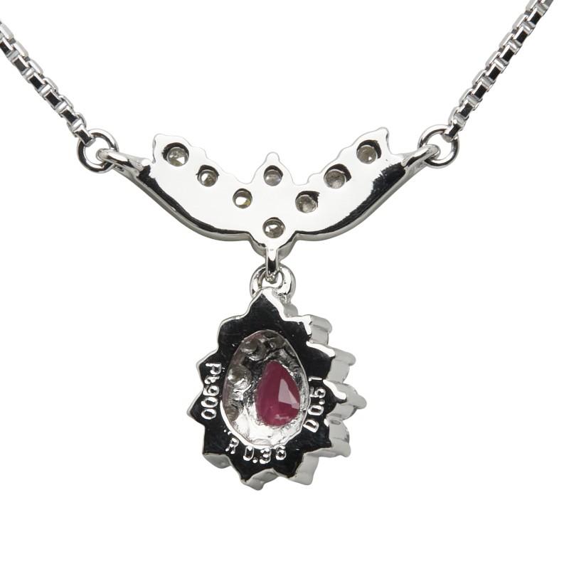 Pt900 プラチナ Pt850 ルビー0.36ct ダイヤ0.51ct ペンダント