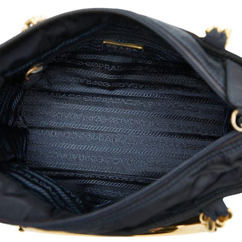 美品 PRADA プラダ 三角プレート ハンドバッグ ゴールド PRADA（プラダ） 三角ロゴプレート ハンドバッグ ネイビー ゴールド