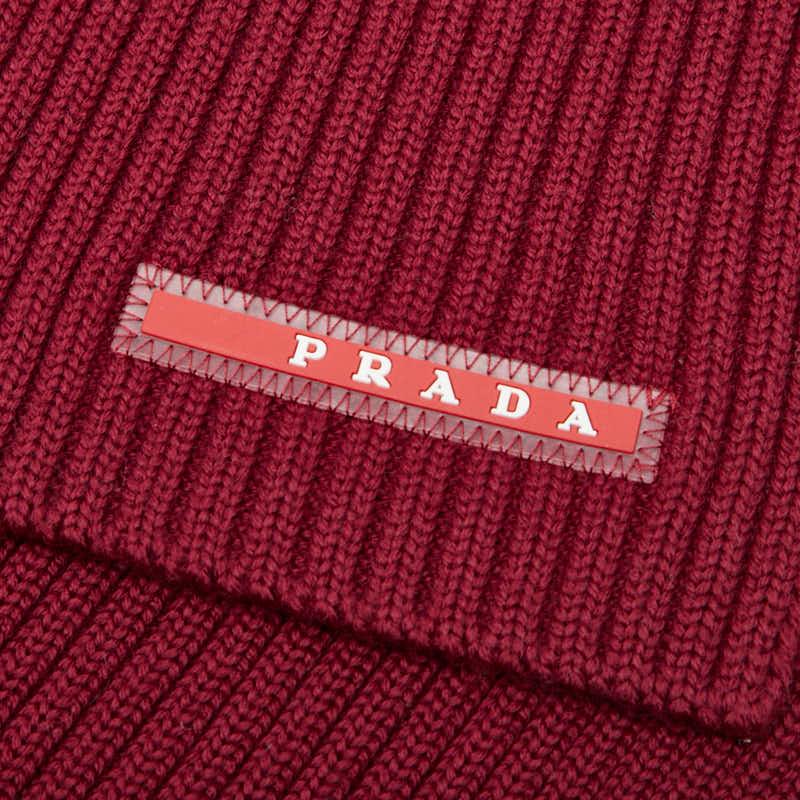 PRADA（プラダ） スポーツライン ロゴ マフラー SMS180 レッド ウール