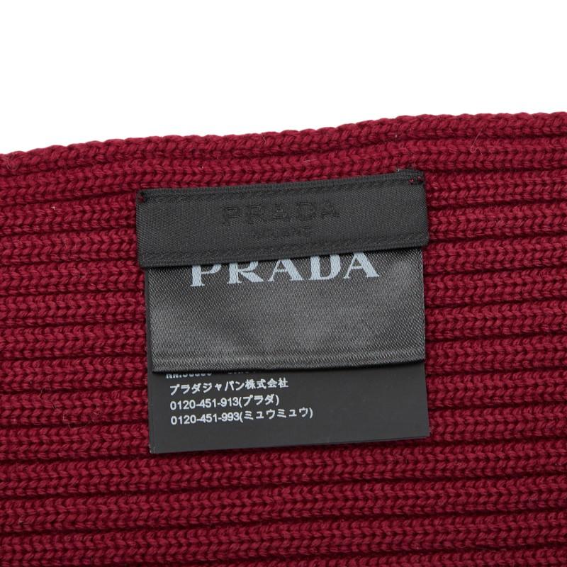 PRADA（プラダ） スポーツライン ロゴ マフラー SMS180 レッド ウール