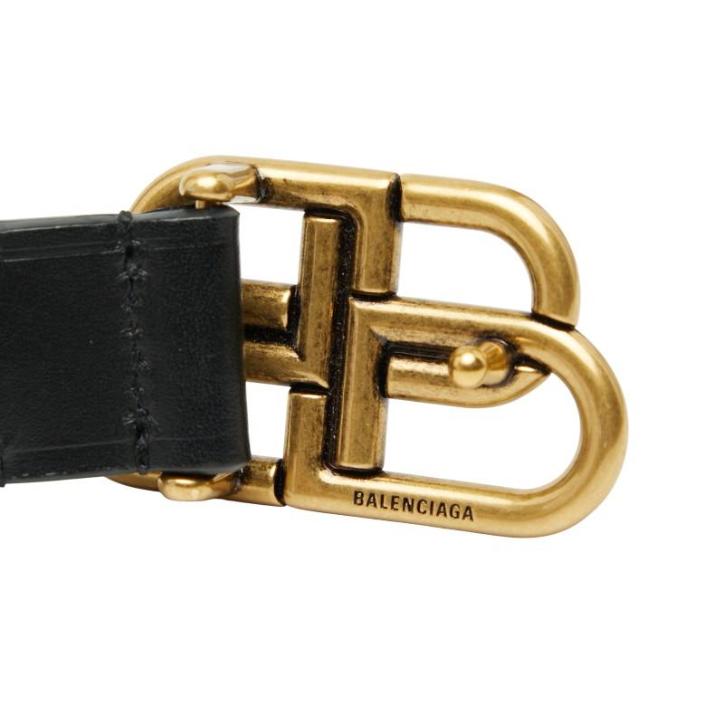 BALENCIAGA BBロゴバックル レザーベルト ブラック サイズ75 関税込】BALENCIAGA バレンシアガ◇BBバックル レザー ベルト