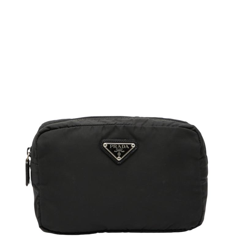 プラダ 三角ロゴプレート ポコノ ポーチ MV348 ブラック ナイロン レディース PRADA 【中古】 PRADA（プラダ） 三角ロゴプレート ポコノ ポーチ MV348 ブラック
