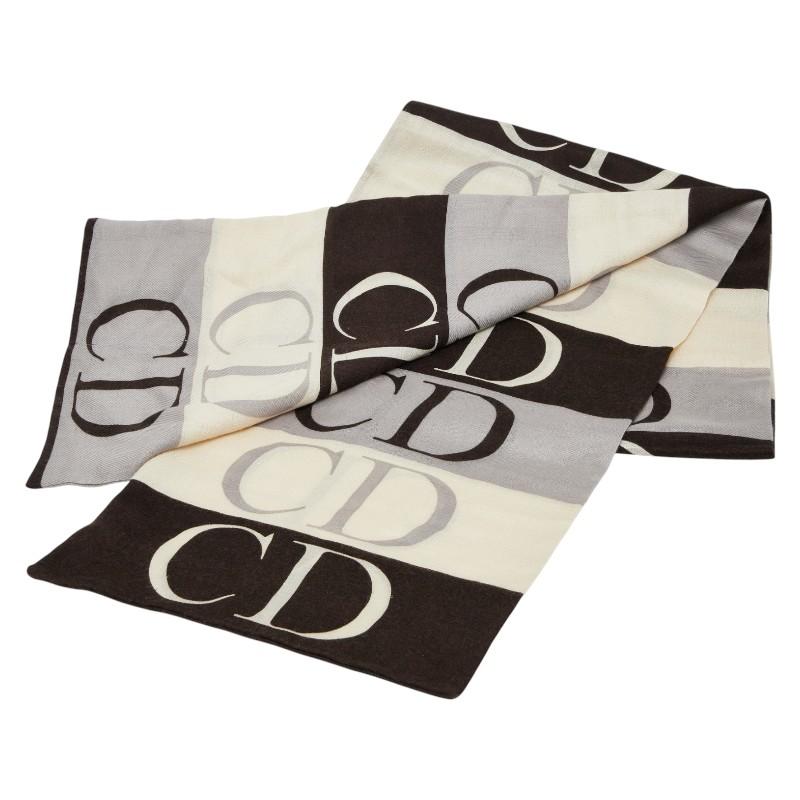 ディオール CDロゴ マフラー ブラウン ベージュ グレー カシミヤ