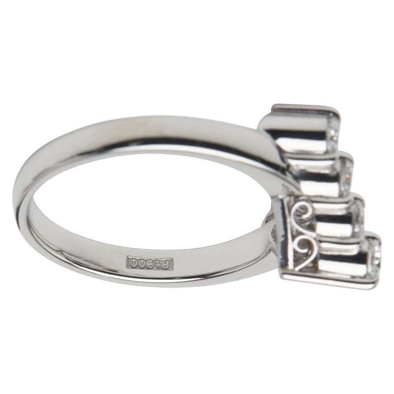 Pt900 プラチナ ダイヤ0.50ct V字 リング 指輪 レディース 11号 中古