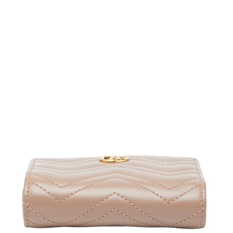 グッチ GGマーモント ダブルG 二つ折り財布 コンパクトウォレット 773427 ピンクベージュ レザー レディース GUCCI 【中古】 GUCCI（グッチ） GGマーモント ダブルG 二つ折り財布 コンパクト