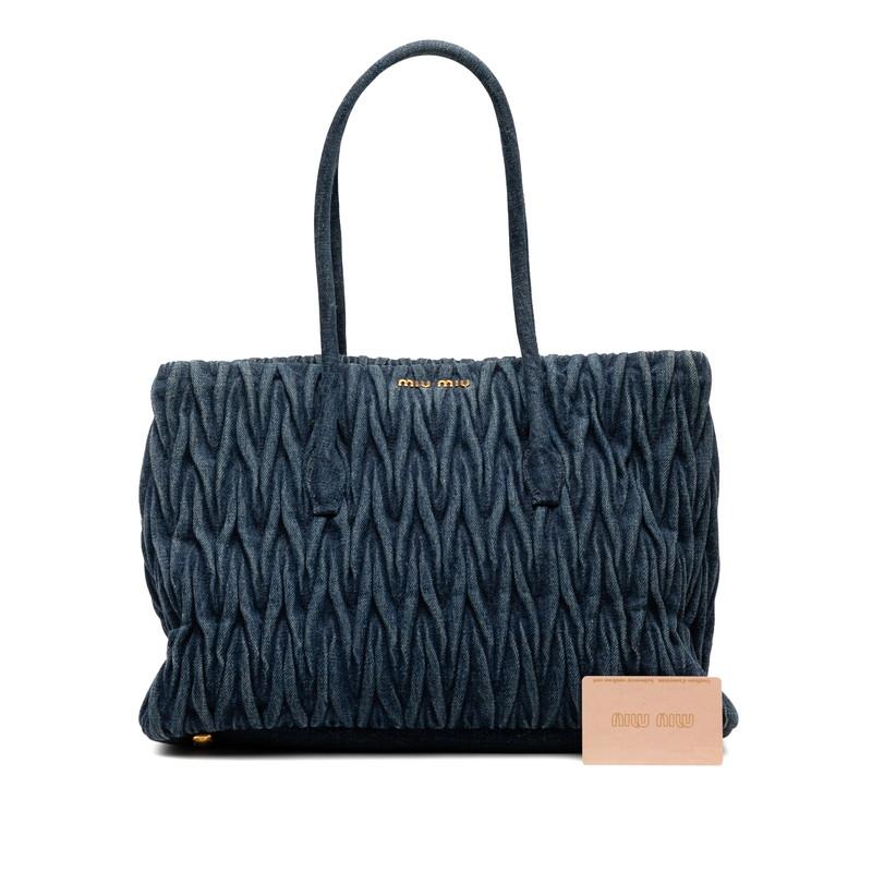 ミュウミュウ マテラッセ トートバッグ ハンドバッグ ブルー デニム レディース MIUMIU 【中古】 miu miu（ミュウミュウ） マテラッセ トートバッグ ハンドバッグ