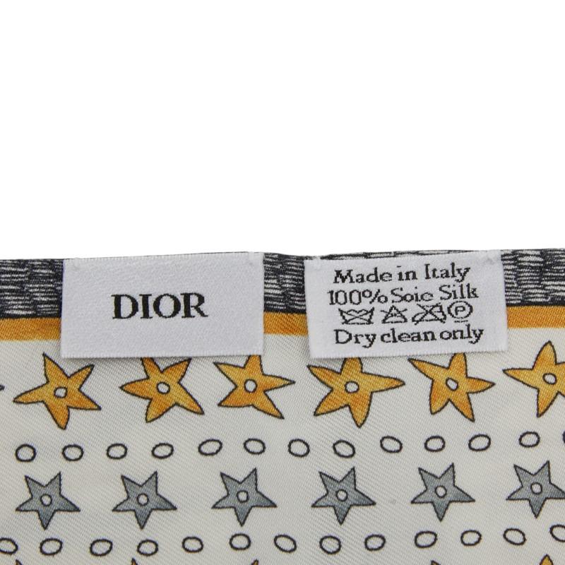 ディオール ツイリー スター スカーフ ホワイト マルチカラー シルク