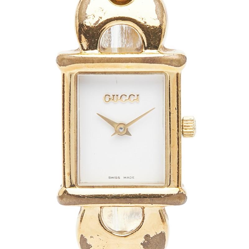 稼働 グッチ 1800L レディース クオーツ 腕時計 ゴールド 白文字盤 GUCCI（グッチ） 腕時計 1800L クオーツ ホワイト文字盤 ステンレス