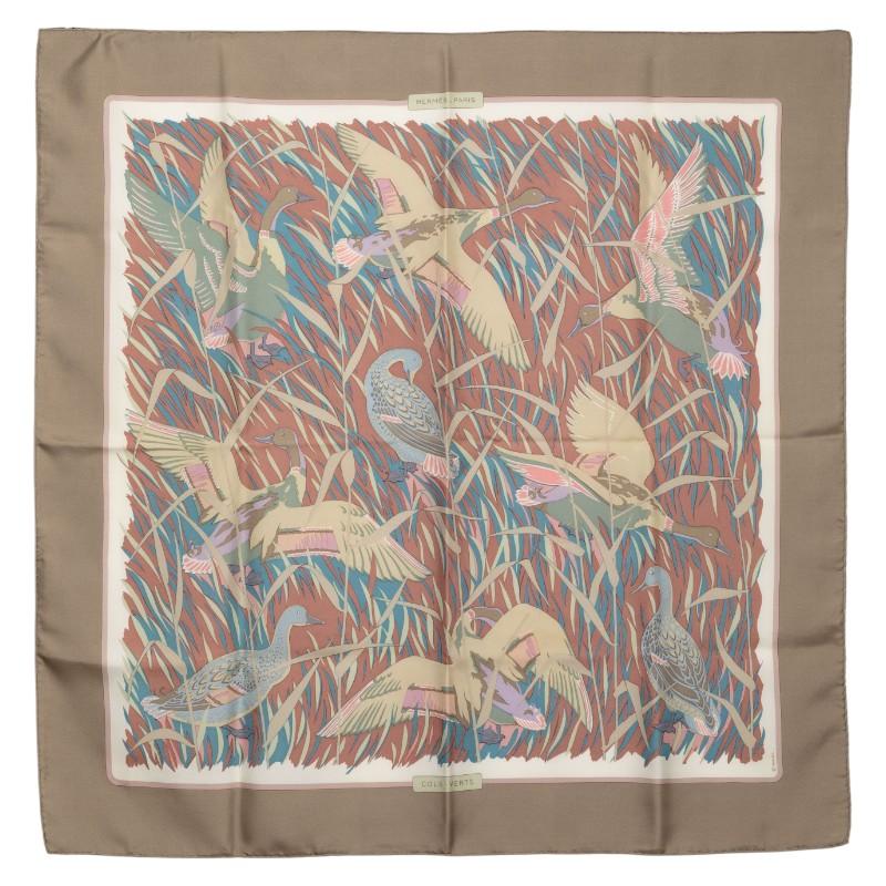 HERMES（エルメス） カレ90 COLS VERTS マガモ 鴨 鳥 スカーフ グレー