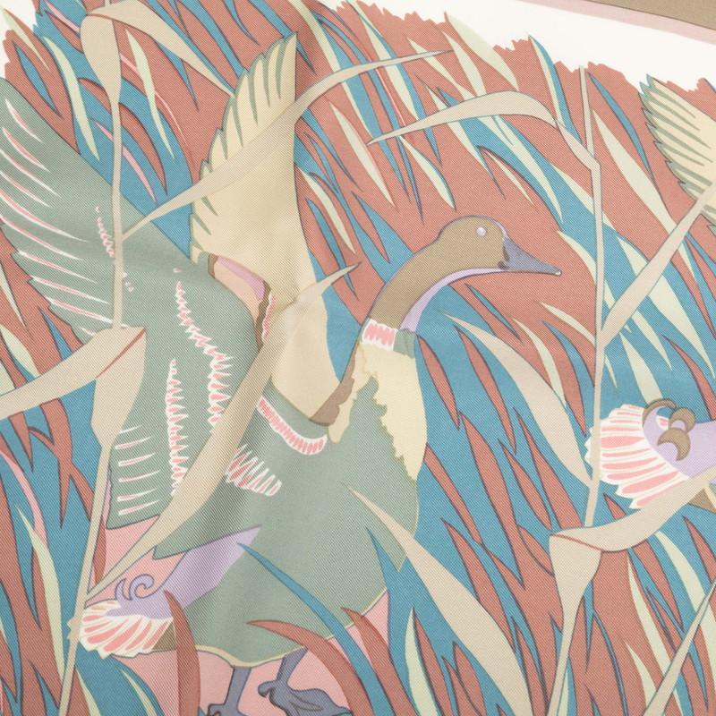 HERMES（エルメス） カレ90 COLS VERTS マガモ 鴨 鳥 スカーフ グレー