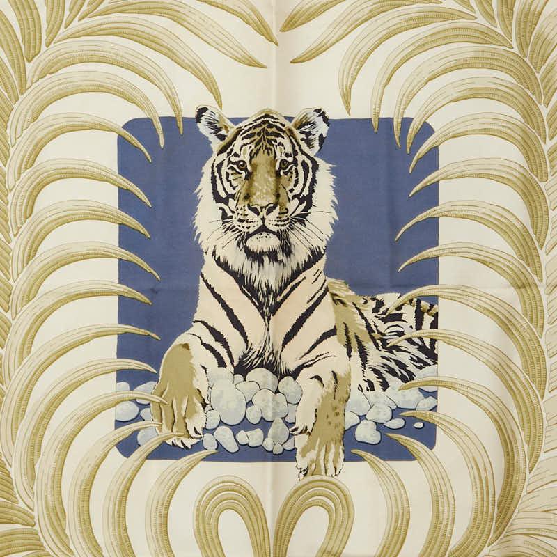 HERMES（エルメス） カレ90 TIGRE ROYAL 王者の虎 スカーフ ブルー
