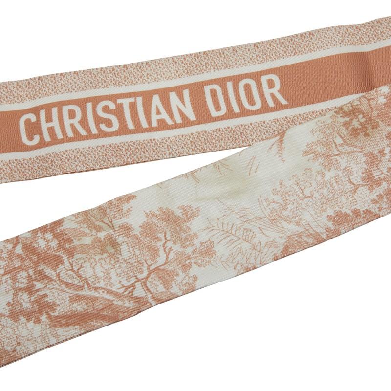 ディオール ミッツァ ロゴ スカーフ ベージュ ホワイト シルク