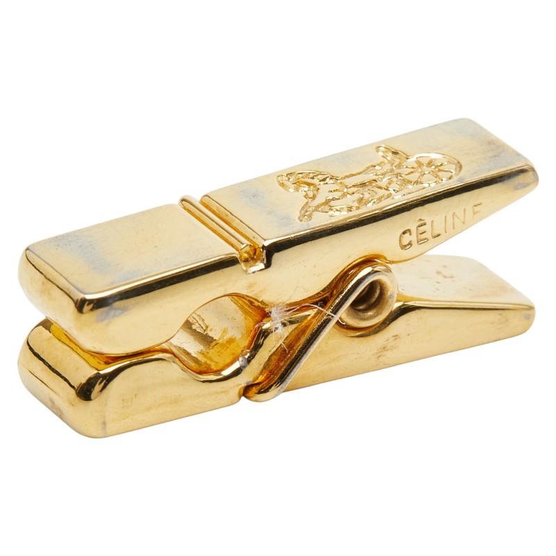 セリーヌ 馬車柄 マネークリップ ゴールド メッキ レディース CELINE 【中古】 CELINE（セリーヌ） ロゴ 馬車 モチーフ マネークリップ ゴールド