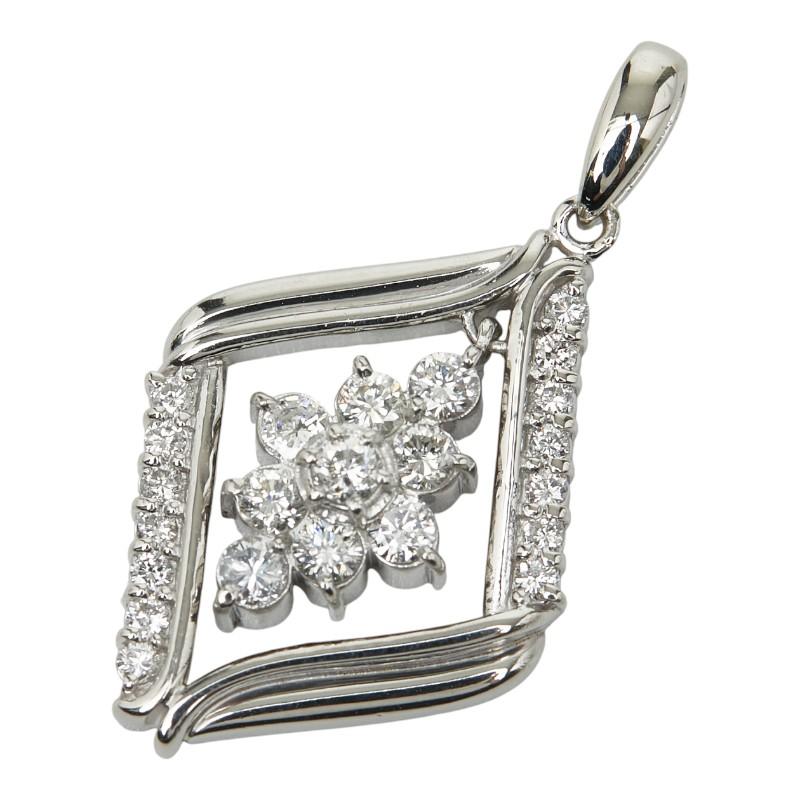 Pt900 プラチナ ダイヤ1.00ct ひし形 モチーフ ペンダントトップ