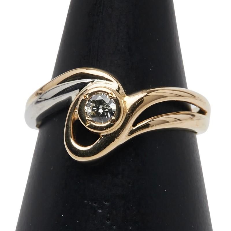 K18YG イエローゴールド Pt900 プラチナ コンビ ダイヤ0.11ct リング