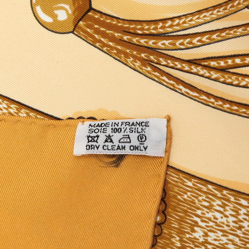 HERMES（エルメス） カレ90 Gaucho par 装飾馬具柄 スカーフ イエロー