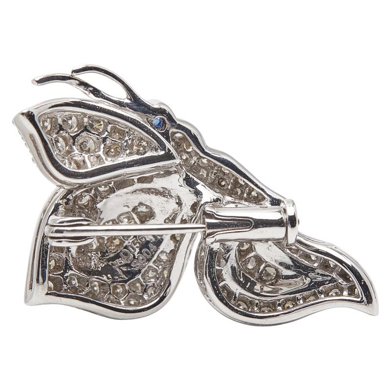 K18WG ホワイトゴールド ダイヤ0.56ct サファイア0.04ct バタフライ