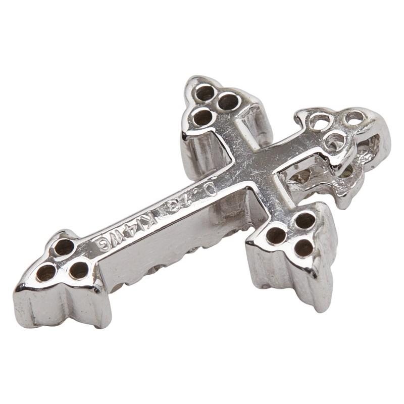 K14WG ホワイトゴールド ダイヤ0.13ct クロス 十字架 ペンダントトップ