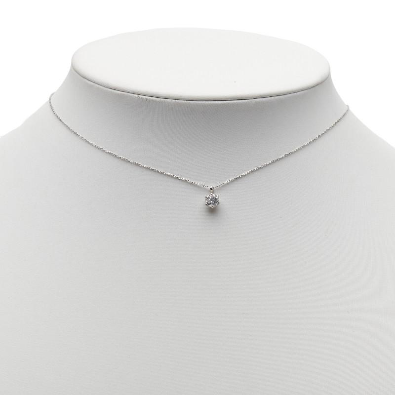 Pt900 プラチナ Pt850 ダイヤ0.401ct プチネックレス レディース 中古
