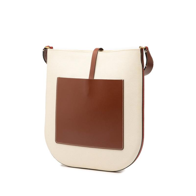 バーバリー 斜め掛け ショルダーバッグ アイボリー ブラウン キャンバス レザー レディース BURBERRY 【中古】 BURBERRY（バーバリー） 斜め掛け ショルダーバッグ アイボリー