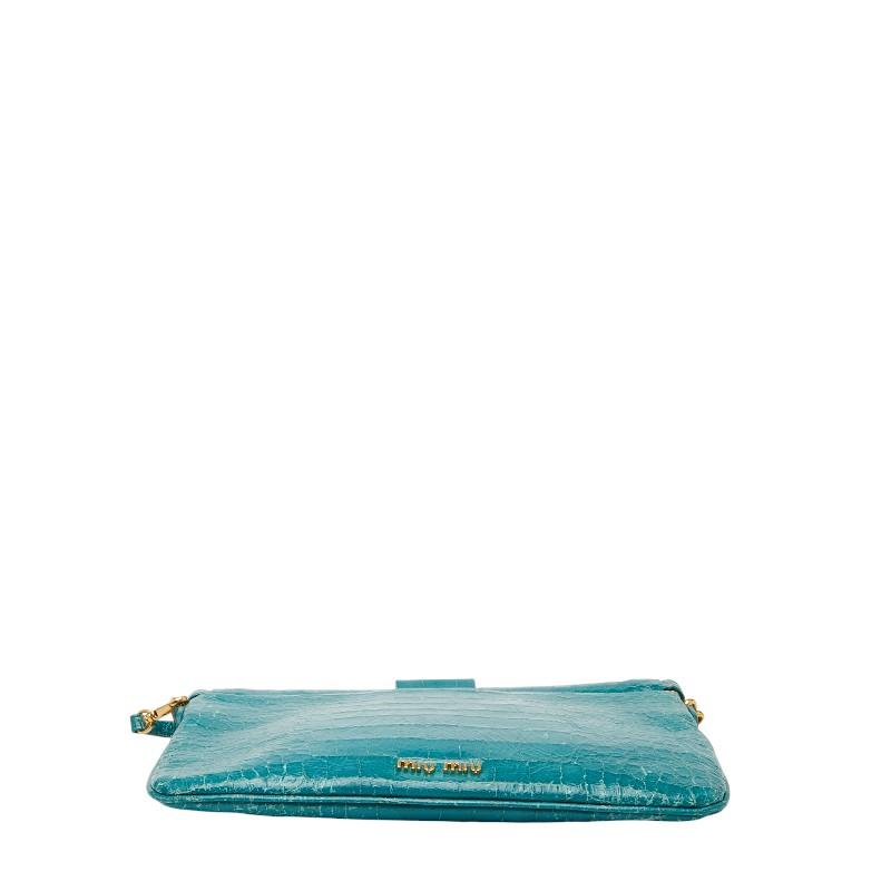 miu miu クロコ型押し ショルダーバッグ MIUMIU ミュウミュウ ショルダーバッグ クロコ レザー ブラック 黒