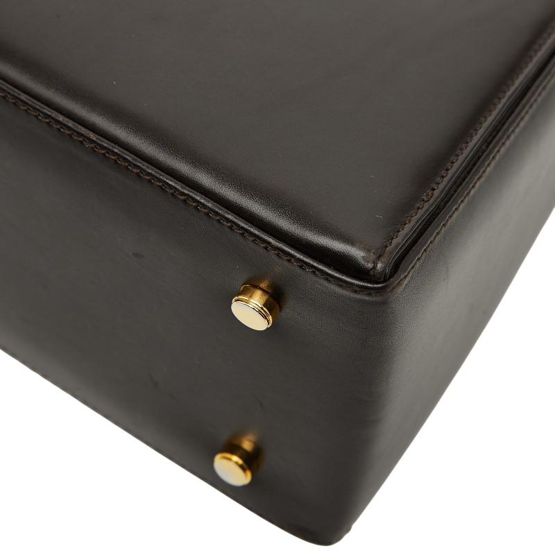 美品●希少●フェラガモ　ハンドバッグ　ロゴ　ガンチーニ　ラバー　ダークブラウン フェラガモガンチーニダークブラウン ハンドバッグ