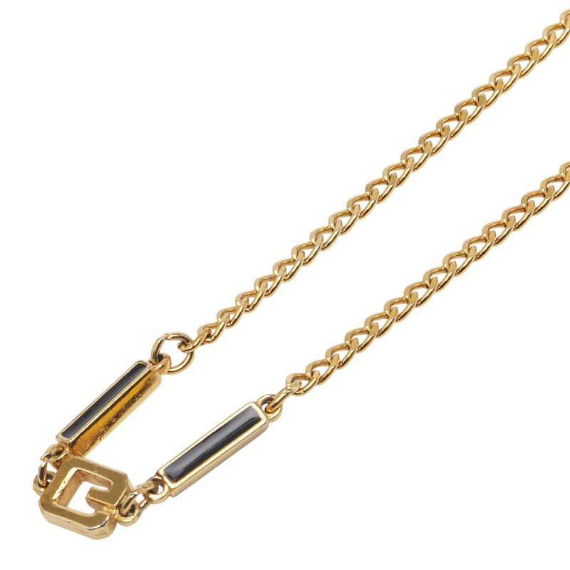 ジバンシー Gマーク ネックレス ゴールド ブラック メッキ レディース