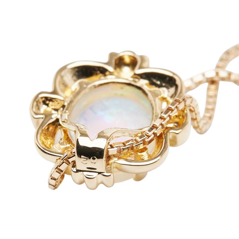 K18YG イエローゴールド オパール1.46ct ダイヤ ペンダントネックレス