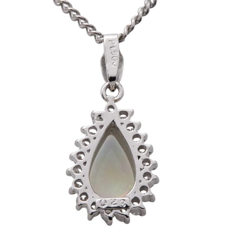 Pt900 プラチナ Pt850 オパール ダイヤ0.23ct ペンダントネックレス