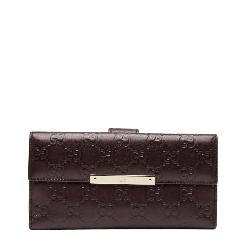GUCCI（グッチ） グッチシマ Wホック 長財布 112715 ブラウン系 レザー 
