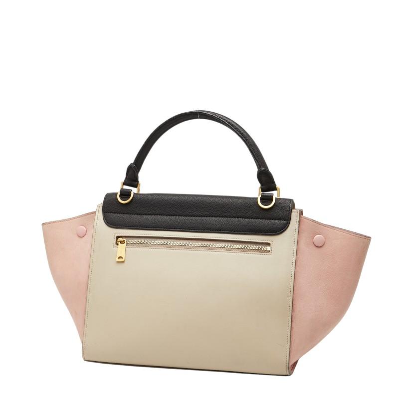 セリーヌ トラペーズ スモール トリコロール ハンドバッグ ショルダーバッグ 2WAY ホワイト マルチカラー レザー CELINE 【中古】 CELINE（セリーヌ） トラペーズ スモール トリコロール ハンドバッグ