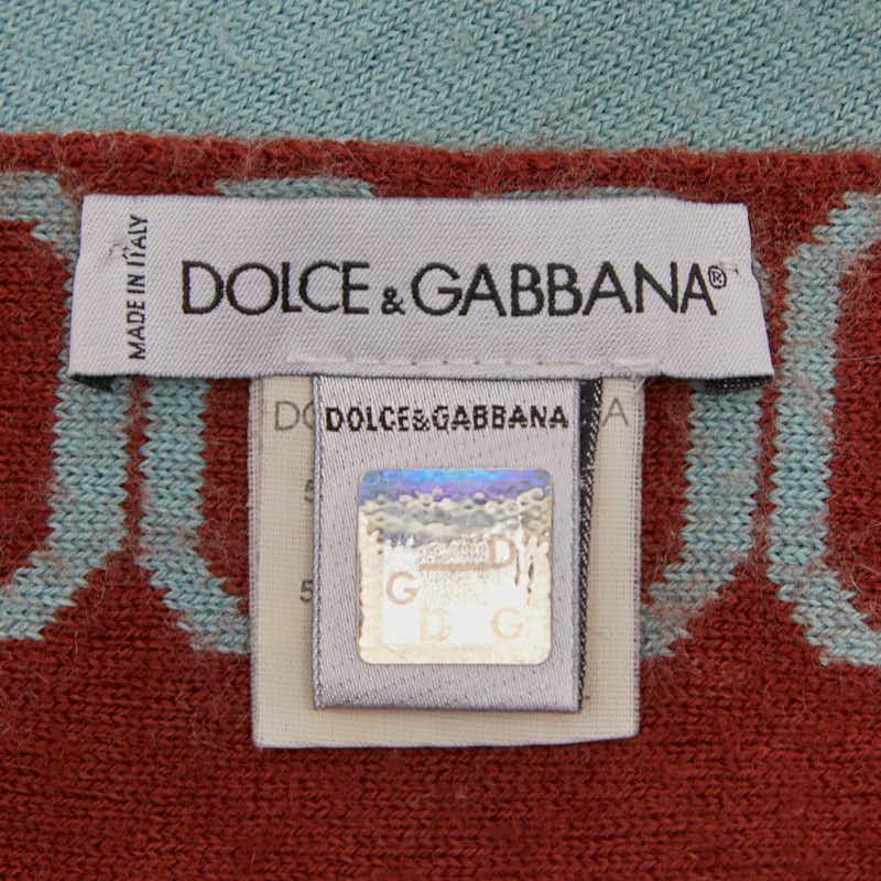 ドルチェアンドガッバーナ ロゴ マフラー ライトブルー ブラウン ウール アクリル レディース DOLCE&GABBANA 【中古】 DOLCE&GABBANA（ドルチェ & ガッバーナ） ドルチェアンドガッバーナ